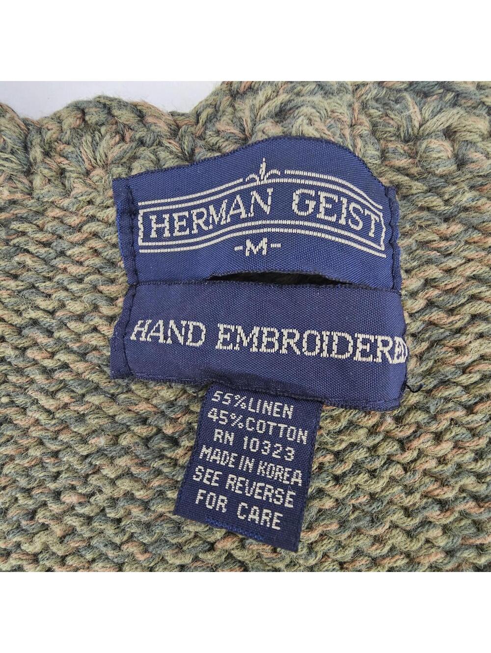 Vintage Herman Geist Sweater Vest Linen Cotton Embroidered Boho Cottagecore Knit - Picture 7 of 12